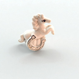 Horse with a horseshoe (set of porcelain mini-figurines, 8 pcs) (7 × 7.5 × 3 cm)