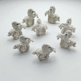 Horse with a horseshoe (set of porcelain mini-figurines, 8 pcs) (7 × 7.5 × 3 cm)