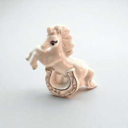 Horse with a horseshoe (set of porcelain mini-figurines, 8 pcs) (7 × 7.5 × 3 cm)