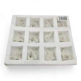 Horses, mix of 4 types (set of porcelain mini-figurines, 12 pcs)