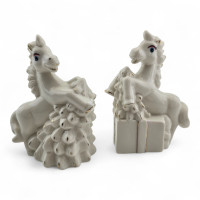 Horse with Christmas tree and gifts (set of porcelain piggy banks, 2 types)