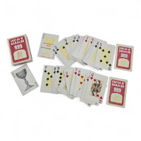 Deck of 999 playing cards with a red back, 8.5 x 5.6 cm, laminated cardboard