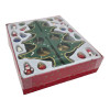 Wooden musical tabletop Christmas tree with mini toys (27 x 15 x 15 cm)