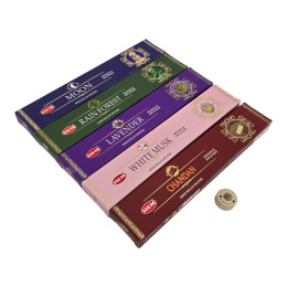 Набор благовоний HEM Masala 5 ароматов по 15 г Moon Rain Forest Lavender White Musk Chandan