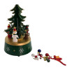 Wooden musical tabletop Christmas tree with wind-up (20x13.5 cm)