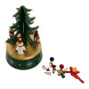 Wooden musical tabletop Christmas tree with wind-up (20x13.5 cm)