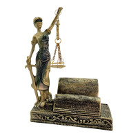 Themis with scales and a business card holder (18 x 13 x 7 cm)