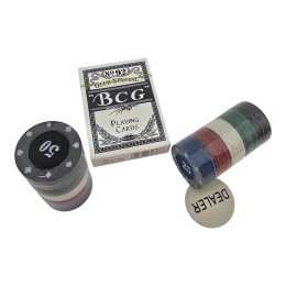 Poker set of 60 chips 3.8 cm with cards and dealer token