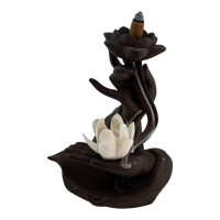 Back Flow "White Lotus" Incense Stand (17 x 13.7 x 8.2 cm)