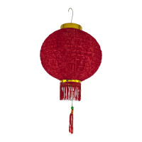 Фонарик китайский шелковый с символом удачи, красный (d-25см)