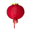 Фонарик китайский шелковый с символом удачи, красный (d-35см)