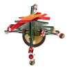 Wooden tabletop Christmas tree with hanging decorations (25 x 16 x 16 cm)