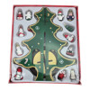 Wooden tabletop Christmas tree with hanging decorations (14.5 x 22 x 7.5 cm)
