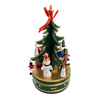 Wooden tabletop Christmas tree with hanging decorations (11 x 21 x 10.5 cm)