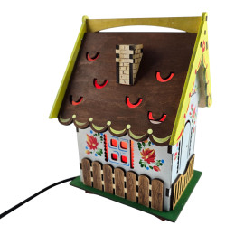 Соляная лампа из гималайской соли "Сказочный Домик" (24х17х17cм), расписано вручную.