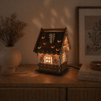 Himalayan salt lamp "Fairytale House" (24x17x17cm), hand-painted.