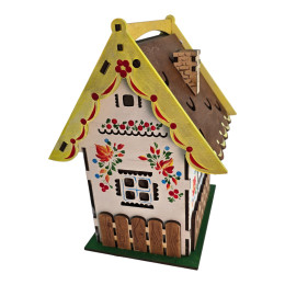 Соляная лампа из гималайской соли "Сказочный Домик" (24х17х17cм), расписано вручную.