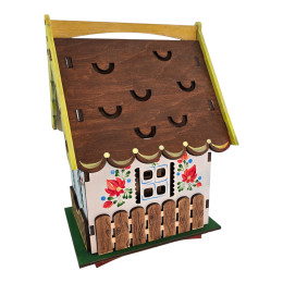 Соляная лампа из гималайской соли "Сказочный Домик" (24х17х17cм), расписано вручную.