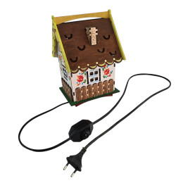 Соляная лампа из гималайской соли "Сказочный Домик" (24х17х17cм), расписано вручную.