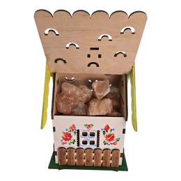 Соляная лампа из гималайской соли "Сказочный Домик" (24х17х17cм), расписано вручную.