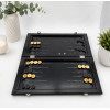 Backgammon-chess-checkers, black (56×28×6 cm), carved, wooden, with figures and chips, solid wood.