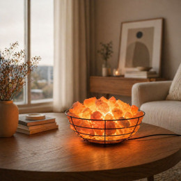 Соляная лампа из гималайской соли, "Чаша огня" (проволочная чаша) (26x12см).