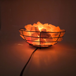 Соляная лампа из гималайской соли, "Чаша огня" (проволочная чаша) (26x12см).