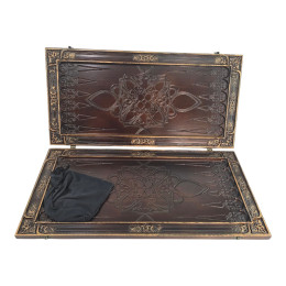 Carved backgammon set "Cossack entertainment," made of solid wood (56 x 27.5 x 5 cm). Hand-painted.