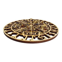 Amber stained glass pendant "Runic stave "Vegvisir" (13.5 x 14.5 x 0.7 cm)