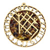 Amber stained glass pendant "Runic stave "For trade" (13.5 x 14.5 x 0.7 cm)