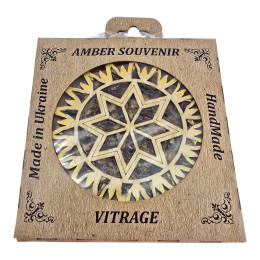 Amber stained glass pendant "Alatyr" (13.5 x 14.5 x 0.7 cm)