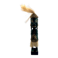 Figurine "Papuan" carved wood green (34x6x5 cm)