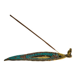 Brass Incense Stand "Leaf" (21x5 cm)