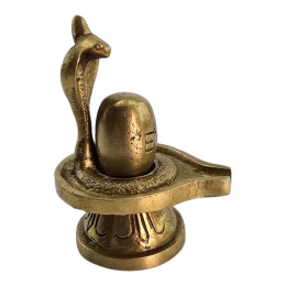 Shivlinga with raised Naga cobra, brass (7.3 x 4.6 x 5.7 cm)