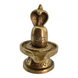 Shivlinga with raised Naga cobra, brass (7.3 x 4.6 x 5.7 cm)