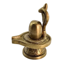 Shivlinga with raised Naga cobra, brass (7.3 x 4.6 x 5.7 cm)