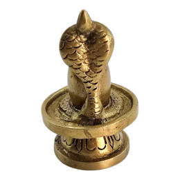 Shivlinga with raised Naga cobra, brass (7.3 x 4.6 x 5.7 cm)