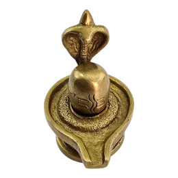 Shivlinga with raised Naga cobra, brass (7.3 x 4.6 x 5.7 cm)