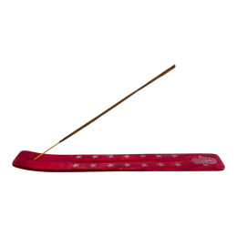 Red wooden incense stand "Hamsa" (25.5 x 3.7 x 0.5 cm)