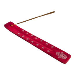 Red wooden incense stand "Hamsa" (25.5 x 3.7 x 0.5 cm)