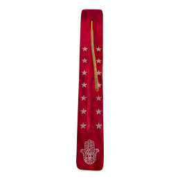 Red wooden incense stand "Hamsa" (25.5 x 3.7 x 0.5 cm)