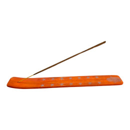 Incense stand "Hamsa" orange wooden (25.5 x 3.7 x 0.5 cm)