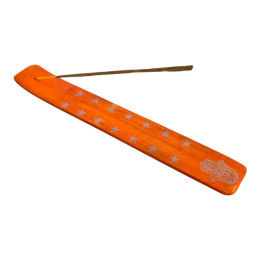 Incense stand "Hamsa" orange wooden (25.5 x 3.7 x 0.5 cm)