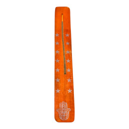 Incense stand "Hamsa" orange wooden (25.5 x 3.7 x 0.5 cm)
