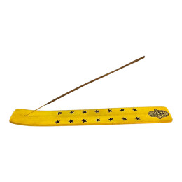 Wooden yellow incense stand "Hamsa" (25.5 x 3.7 x 0.5 cm)