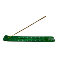 Green wooden incense stand "Hamsa" (25.5 x 3.7 x 0.5 cm)