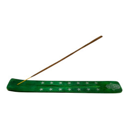 Green wooden incense stand "Hamsa" (25.5 x 3.7 x 0.5 cm)