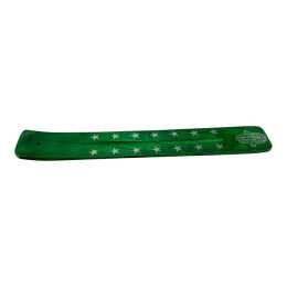 Green wooden incense stand "Hamsa" (25.5 x 3.7 x 0.5 cm)