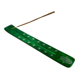 Green wooden incense stand "Hamsa" (25.5 x 3.7 x 0.5 cm)