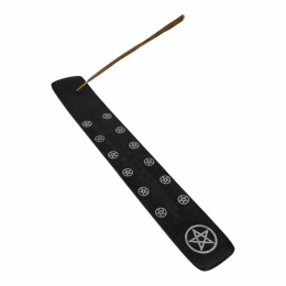 Black wooden incense stand "Pentagram" (25.5 x 3.7 x 0.5 cm)